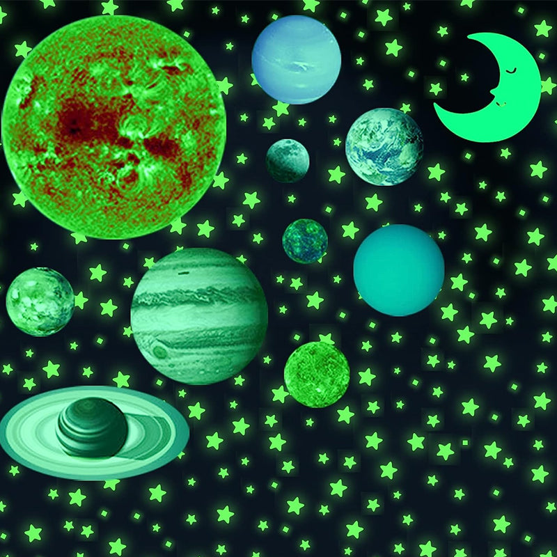 525 Pcs Luminous Solar System Glow in the Dark Wall Ceiling Stickers
