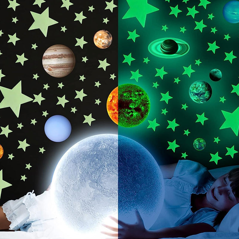 525 Pcs Luminous Solar System Glow in the Dark Wall Ceiling Stickers