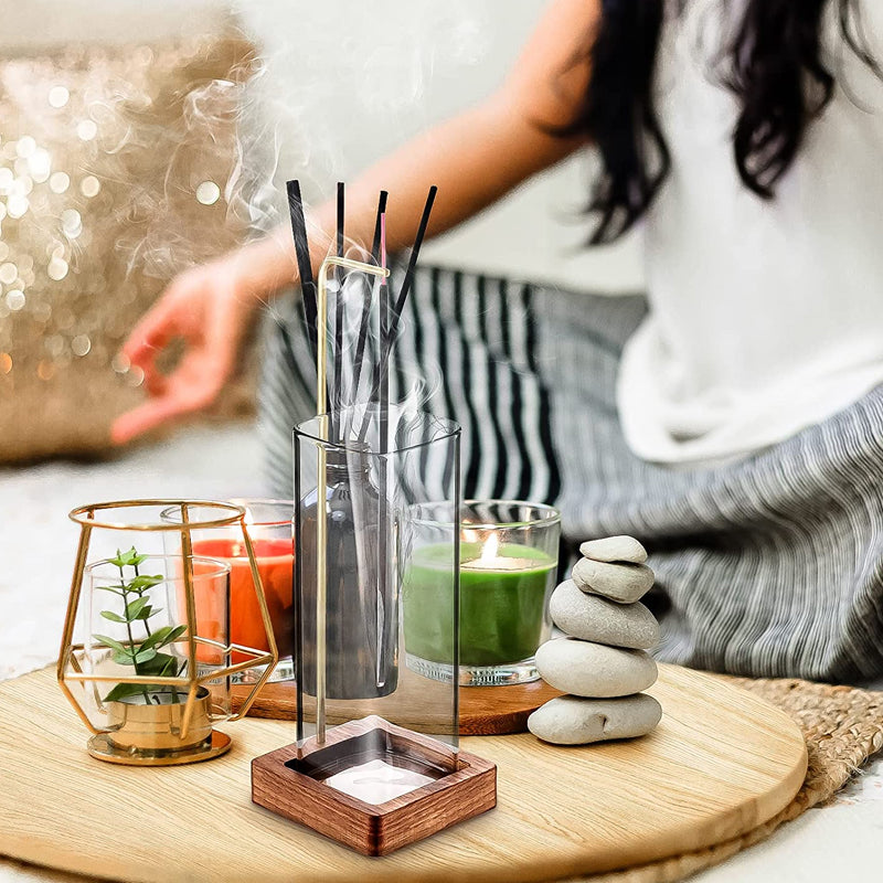 Inverted Vertical Incense Stick Holder Glass Bottle