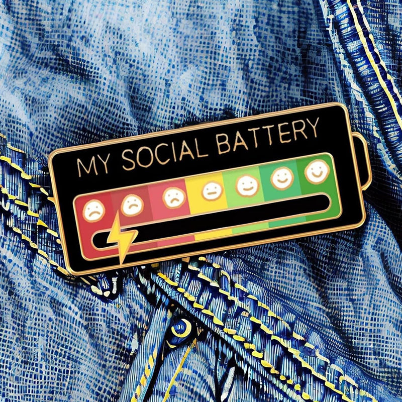 Creative Social Battery Energy Enamel Pins Mood Jewelry Brooches