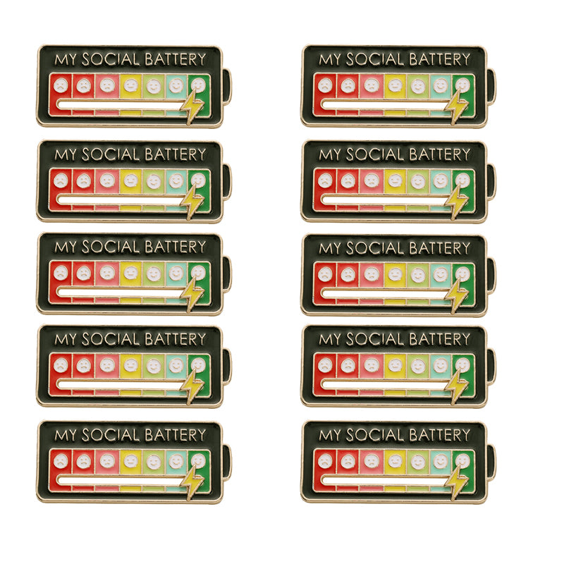Creative Social Battery Energy Enamel Pins Mood Jewelry Brooches