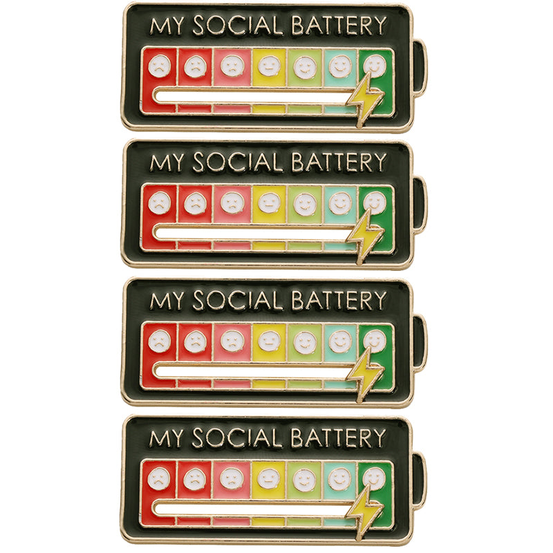 Creative Social Battery Energy Enamel Pins Mood Jewelry Brooches