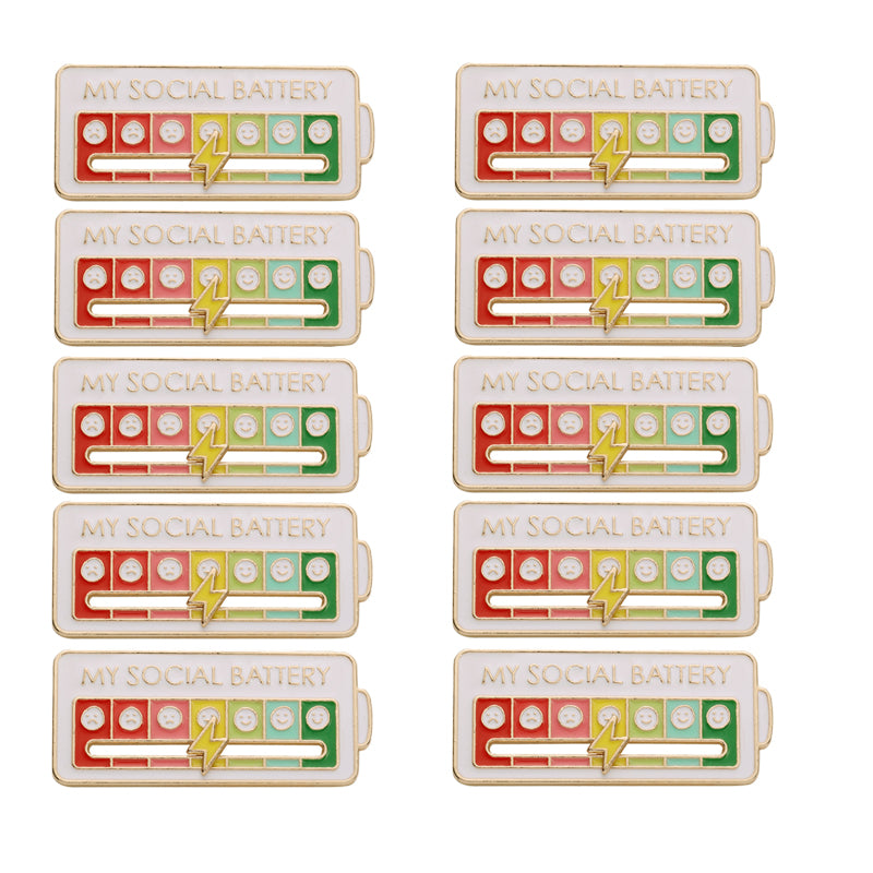 Creative Social Battery Energy Enamel Pins Mood Jewelry Brooches