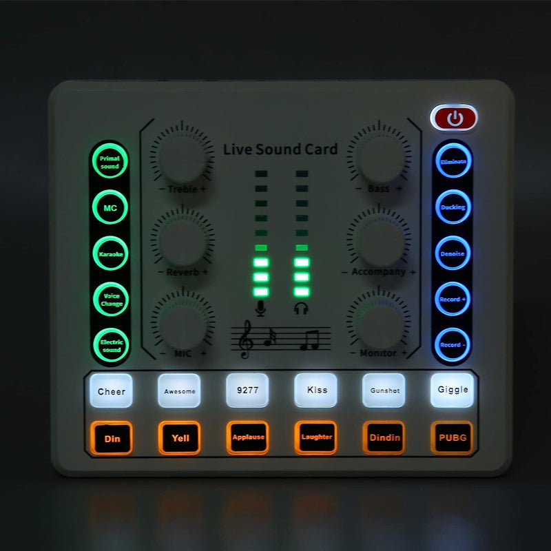 Noise Reduction Sound Card Digital Audio Mixer for Live Streaming-TypeC Rechargeable