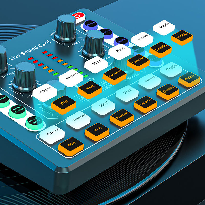 Noise Reduction Sound Card Digital Audio Mixer for Live Streaming-TypeC Rechargeable