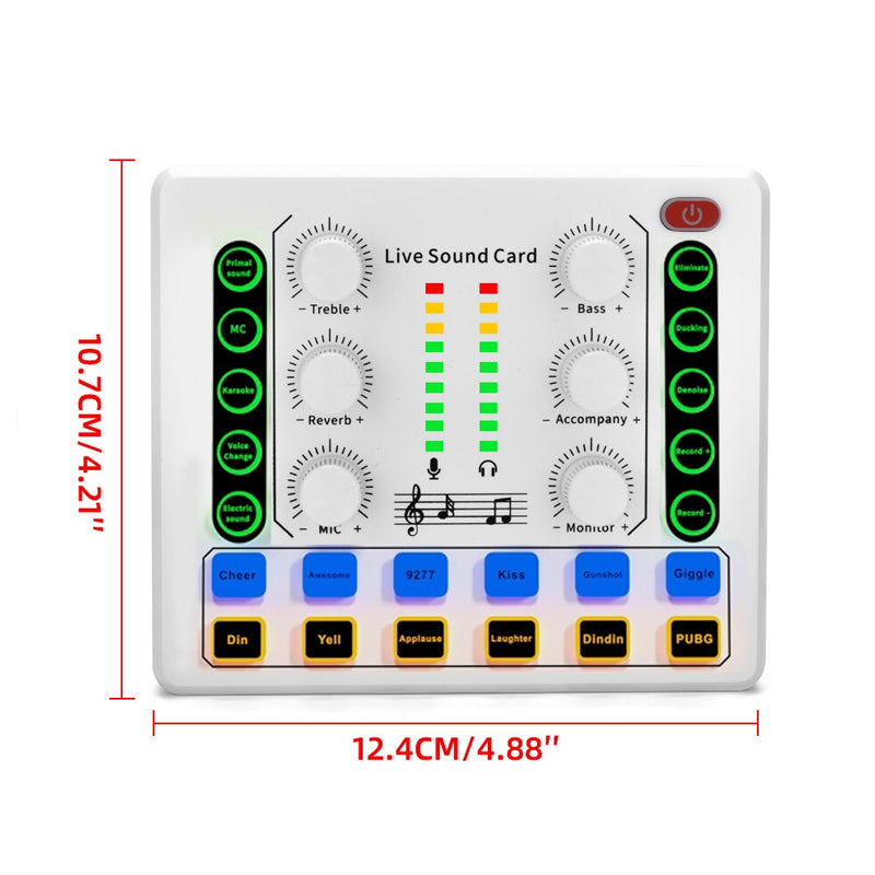 Noise Reduction Sound Card Digital Audio Mixer for Live Streaming-TypeC Rechargeable