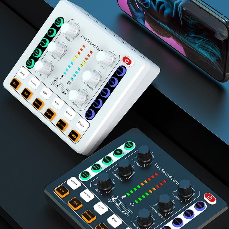 Noise Reduction Sound Card Digital Audio Mixer for Live Streaming-TypeC Rechargeable