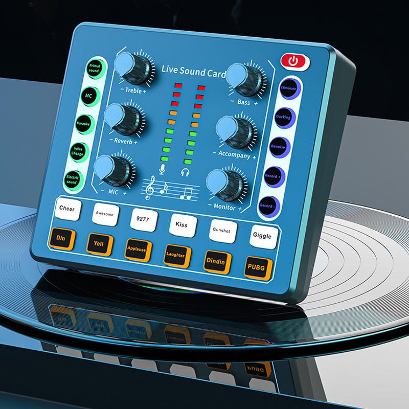 Noise Reduction Sound Card Digital Audio Mixer for Live Streaming-TypeC Rechargeable