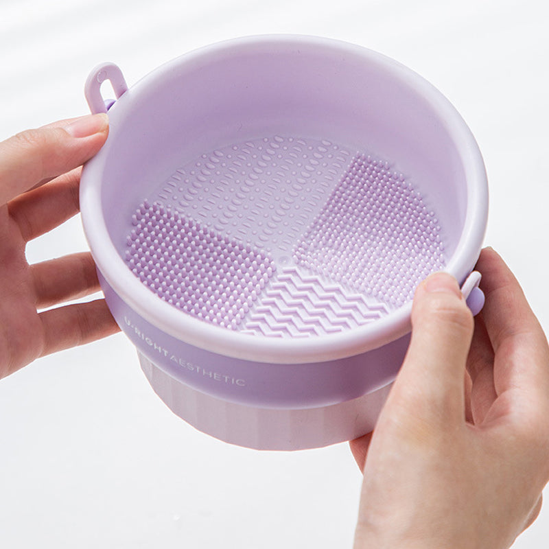 2 in 1 Makeup Brush Silicone Cleaning and Drying Scrubbing Bowl