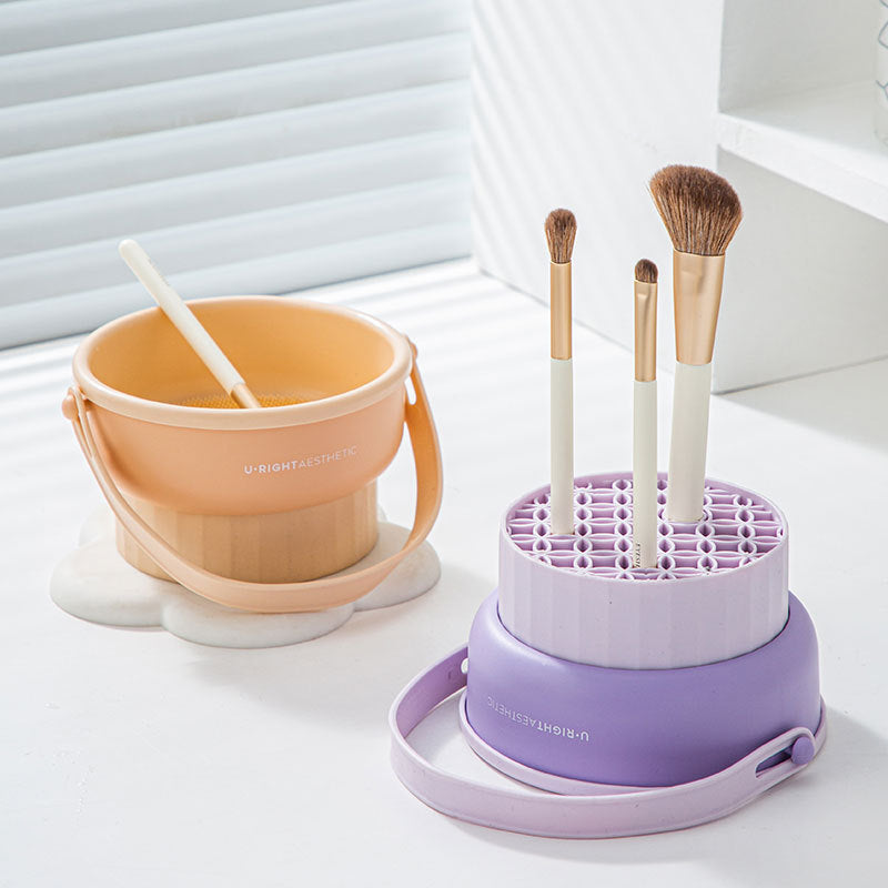 2 in 1 Makeup Brush Silicone Cleaning and Drying Scrubbing Bowl