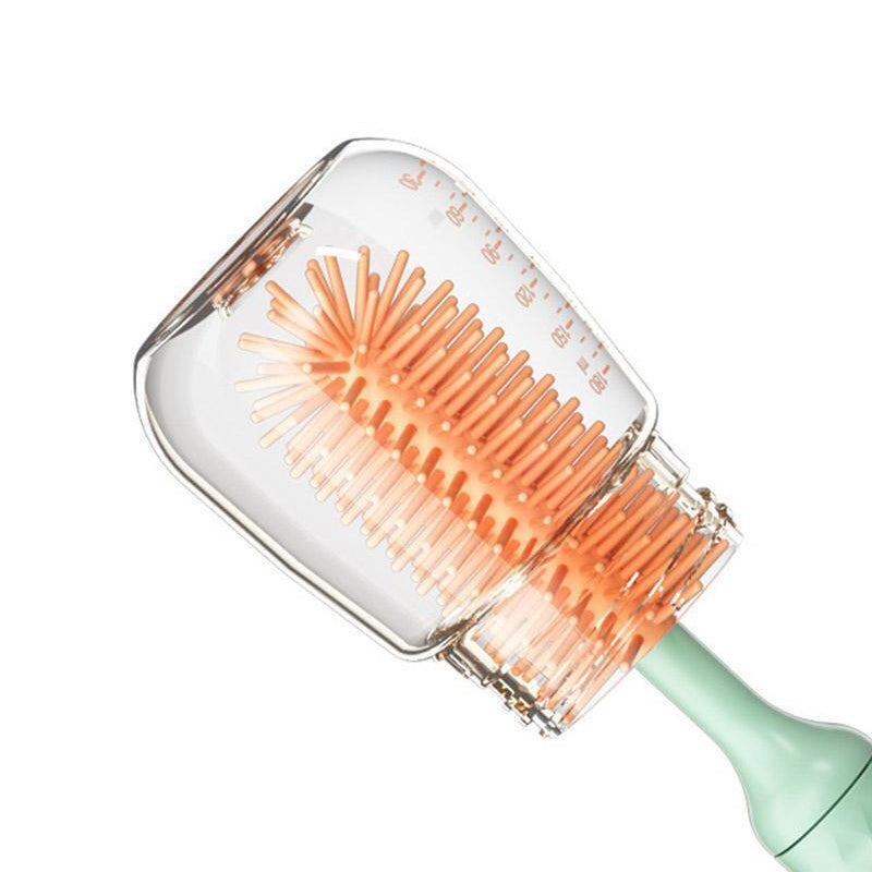 360° Rotation Long Handle Reusable Silicone Baby Bottle Brush Set