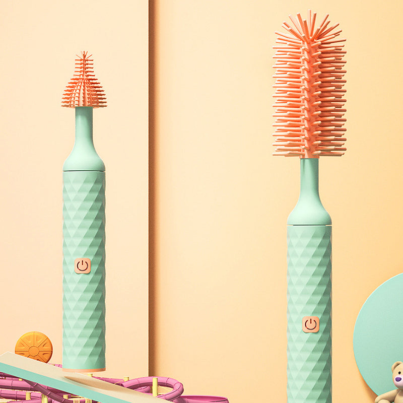 360° Rotation Long Handle Reusable Silicone Baby Bottle Brush Set