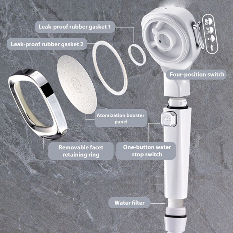 4 Modes Adjustable Water Saving Shower Spray Bathroom Accessory