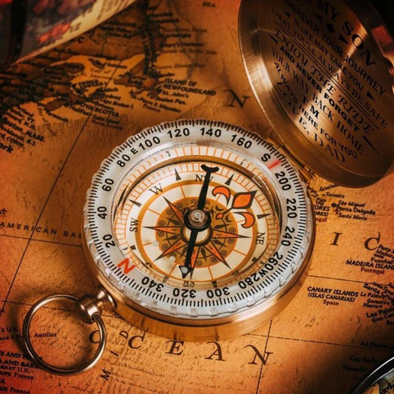 Retro Designed Outdoor Traveling Compass with Dedication Message