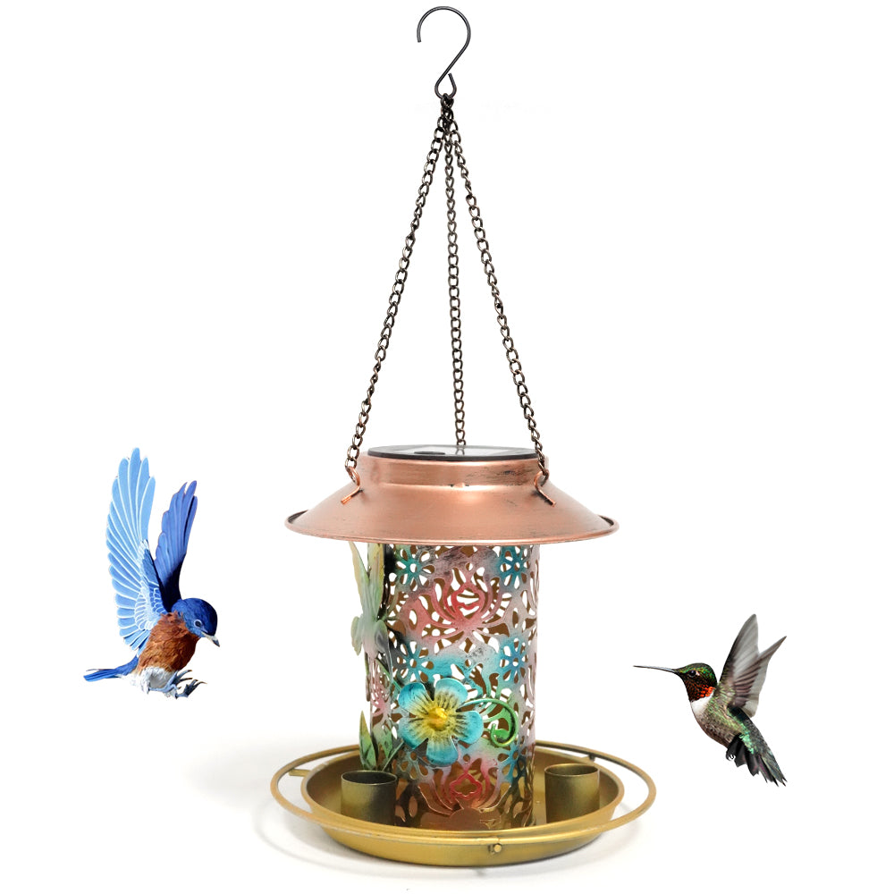 LUMIRO Solar Powered Hanging Bird Feeder and Garden Decoration Light