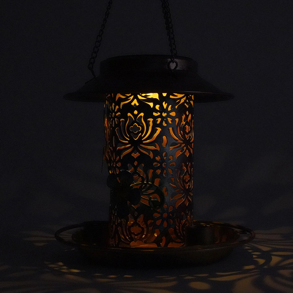 LUMIRO Solar Powered Hanging Bird Feeder and Garden Decoration Light