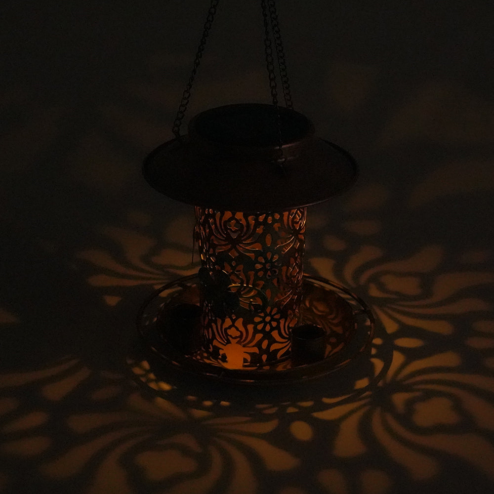 LUMIRO Solar Powered Hanging Bird Feeder and Garden Decoration Light