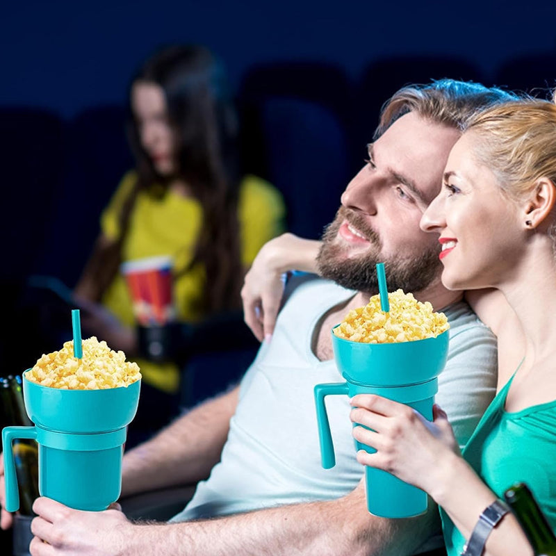 Snack and Sip Stadium Hand Cup Reusable Leakproof Snacking Bowl