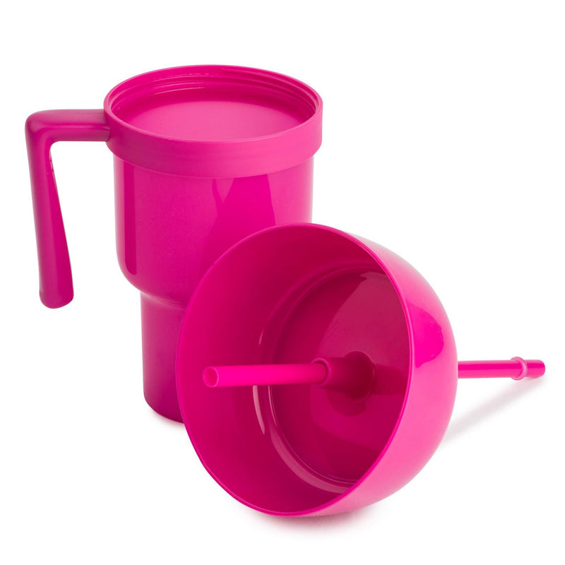 Snack and Sip Stadium Hand Cup Reusable Leakproof Snacking Bowl