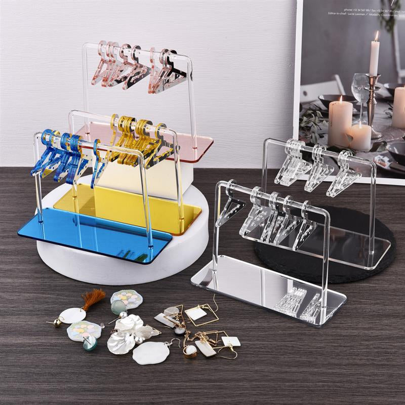 Acrylic Earring Hanging Display Rack Stand with Mini Coat Hangers