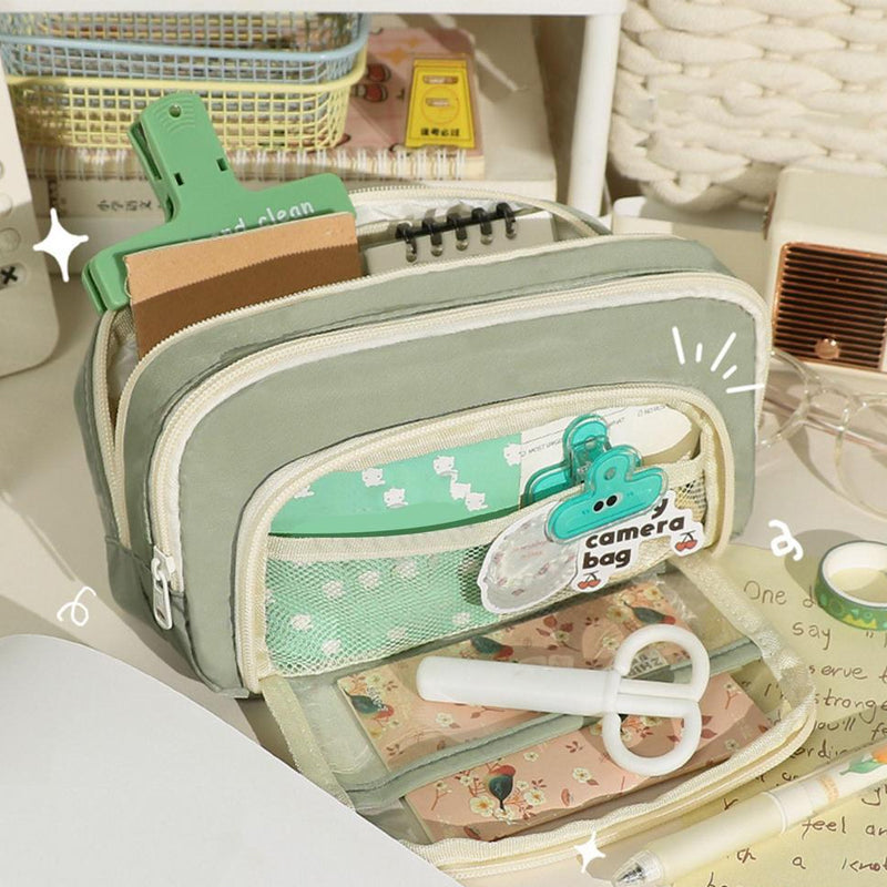 Large Capacity Aesthetic Pencil Bag Korean Style Pen Organizer