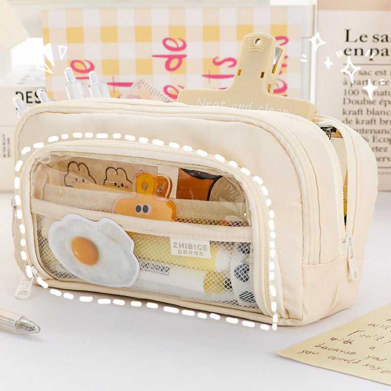 Large Capacity Aesthetic Pencil Bag Korean Style Pen Organizer