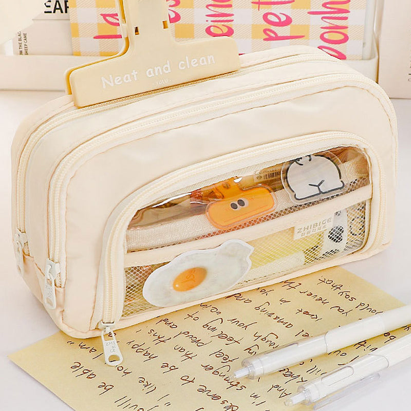 Large Capacity Aesthetic Pencil Bag Korean Style Pen Organizer
