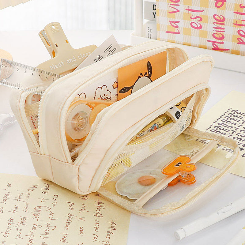 Large Capacity Aesthetic Pencil Bag Korean Style Pen Organizer