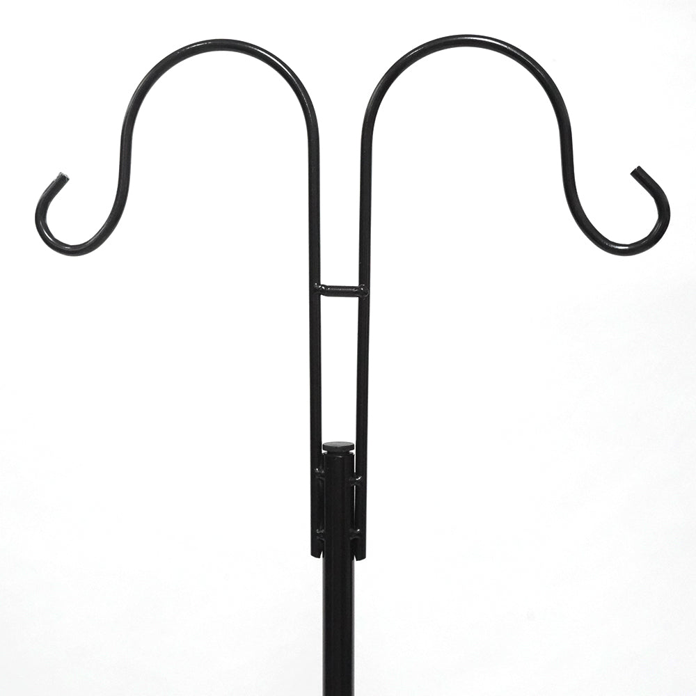 LUMIRO 2 Pack Double Shepherds Metal Hooks Garden Pole for Outdoor