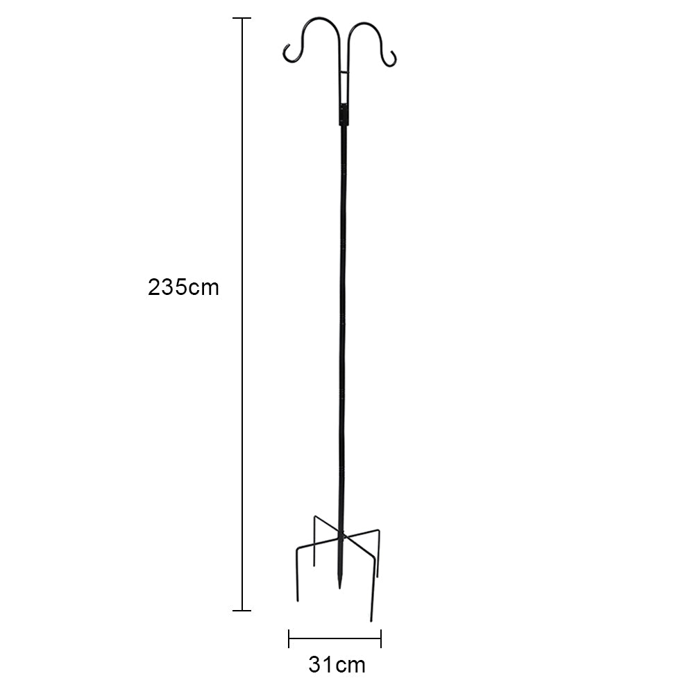 LUMIRO 2 Pack Double Shepherds Metal Hooks Garden Pole for Outdoor