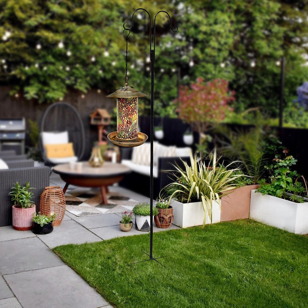 LUMIRO 2 Pack Double Shepherds Metal Hooks Garden Pole for Outdoor