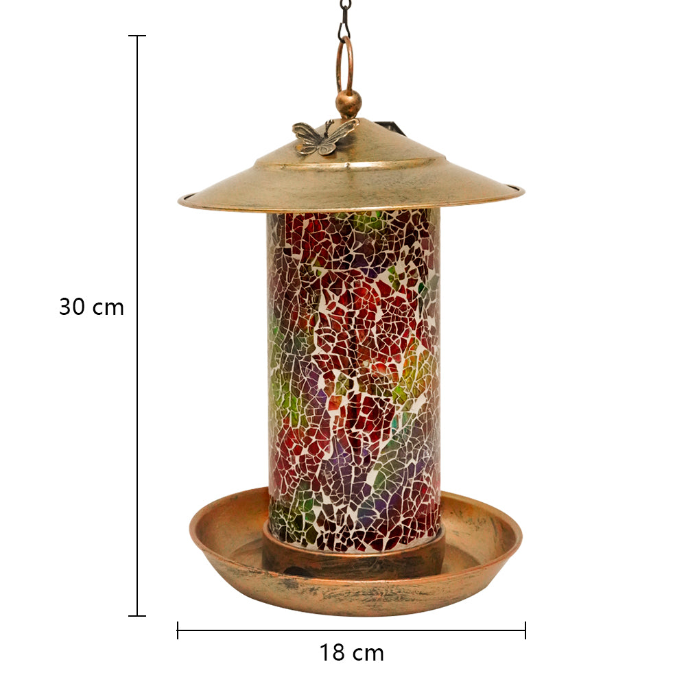 LUMIRO Outdoor Hanging Solar Bird Feeder and Garden Lantern