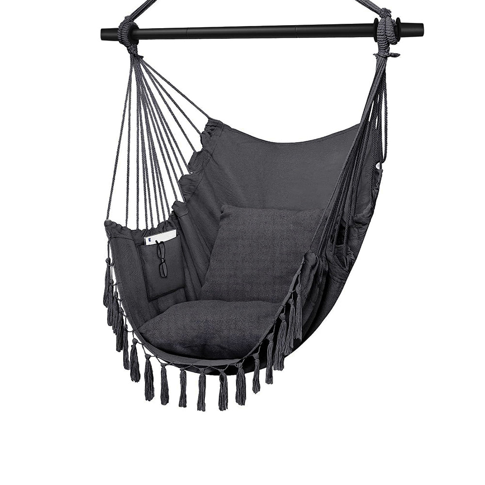 Hivvago Hammock Chair Hanging Rope Swing with Cushions Indoor Outdoor Seat