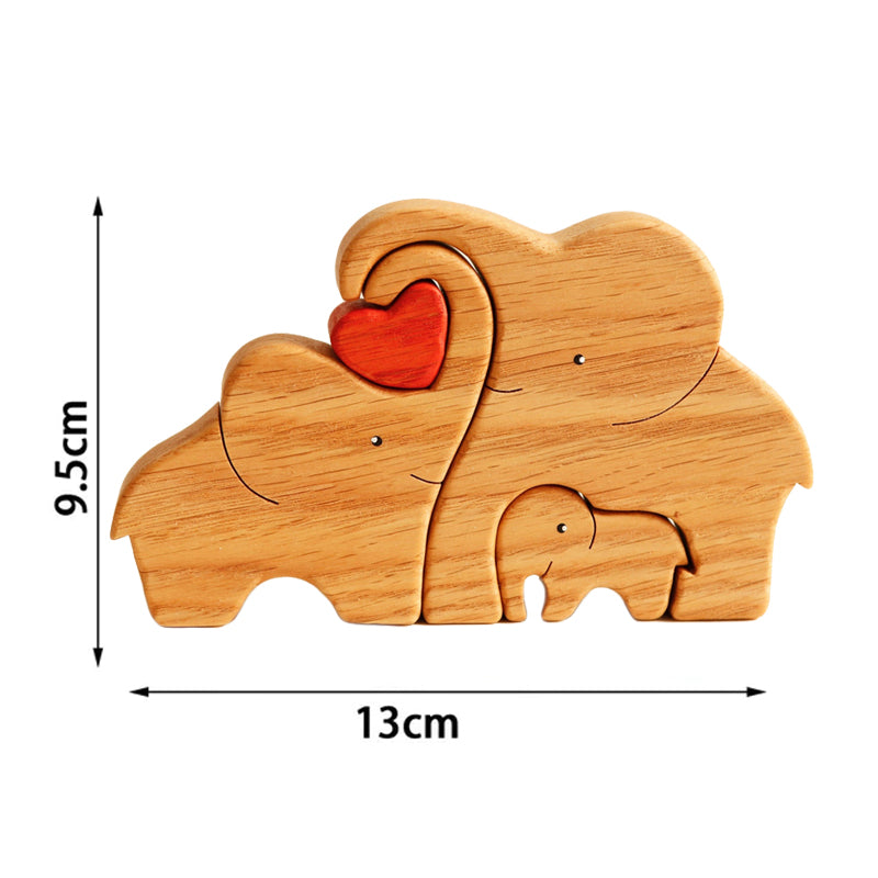 Wooden Elephant Family Stackable Figurine Composite Ornament