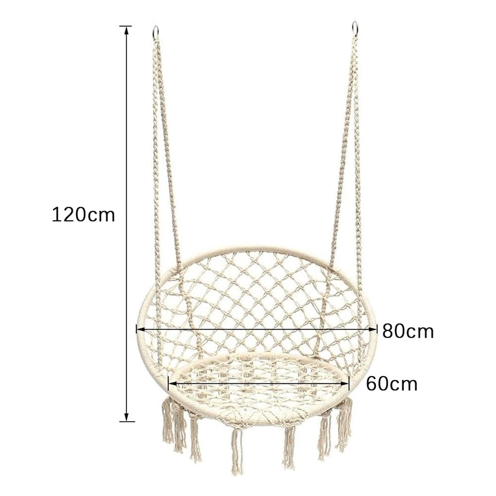 HYPERANGER Macrame Swing Chair Hanging Cotton Rope Hammock Chair