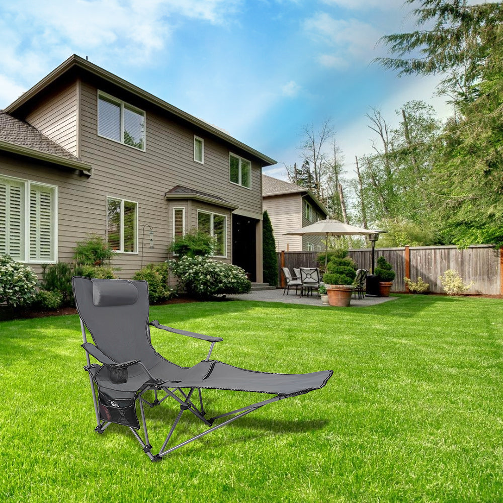 HYPERANGER Camping Chair with Foot Rest | Adjustable Sit and Lie Folding Chair for Ultimate Comfort