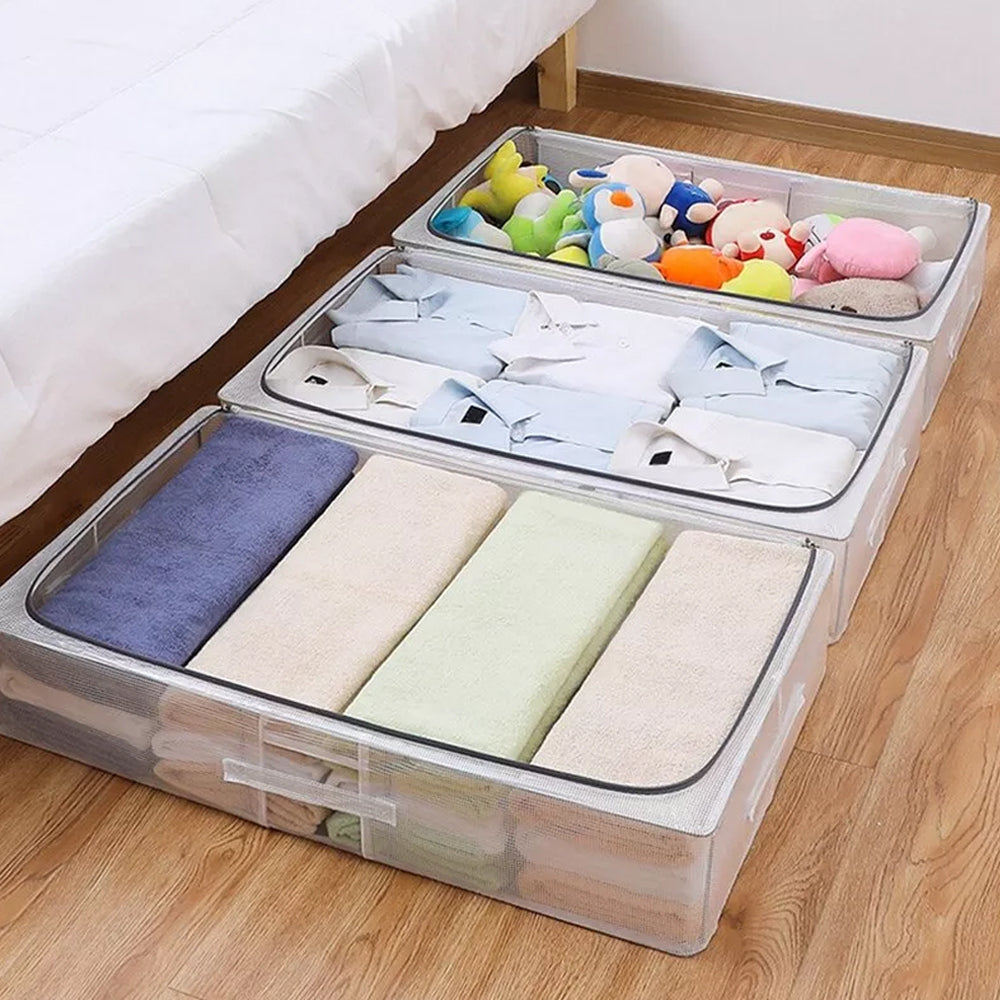STORFEX Metal Frame Under Bed Storage Containers Cloth Storage Bin