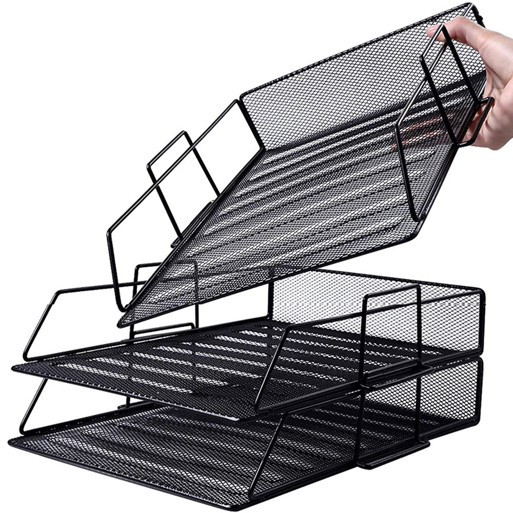 STORFEX 5-Layer Stackable Mesh File Storage Rack with Pen Holder
