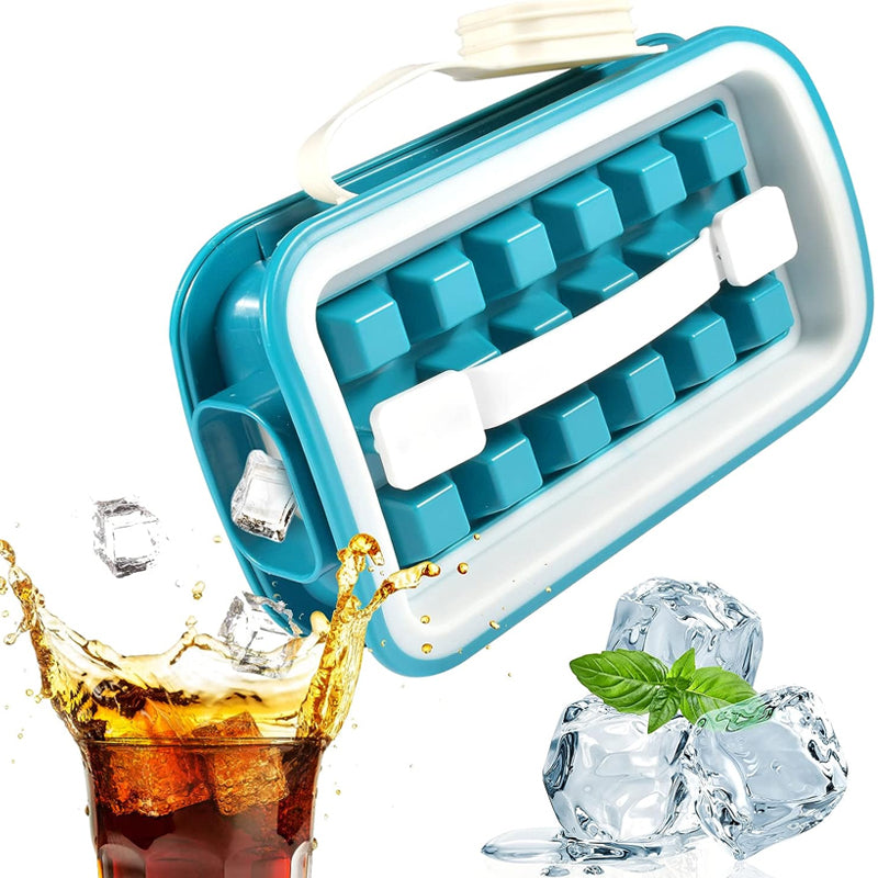 Water Tight Stackable Quick-Release Silicon Ice Cube Molder with Lid