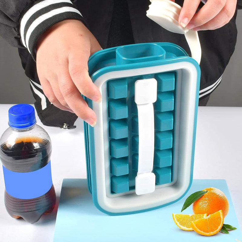 Water Tight Stackable Quick-Release Silicon Ice Cube Molder with Lid