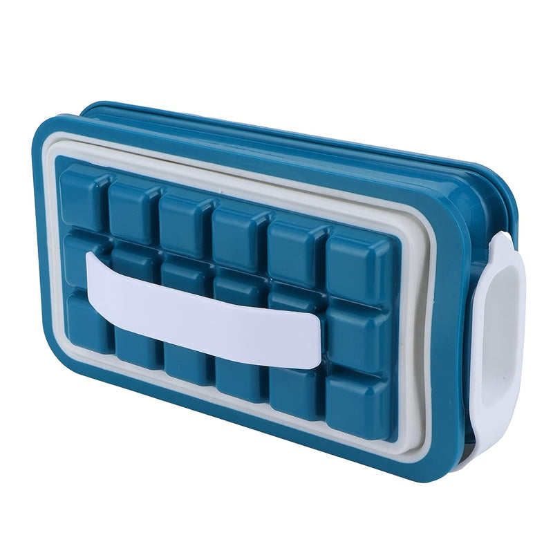 Water Tight Stackable Quick-Release Silicon Ice Cube Molder with Lid