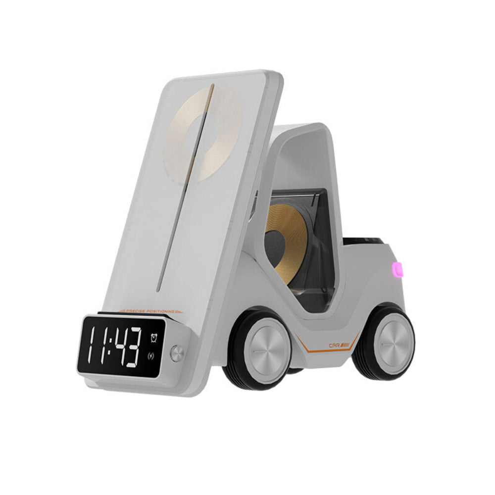 3 in 1 Fast Charging Wireless Charger with Digital Clock  Display-Type-C Plugged-in