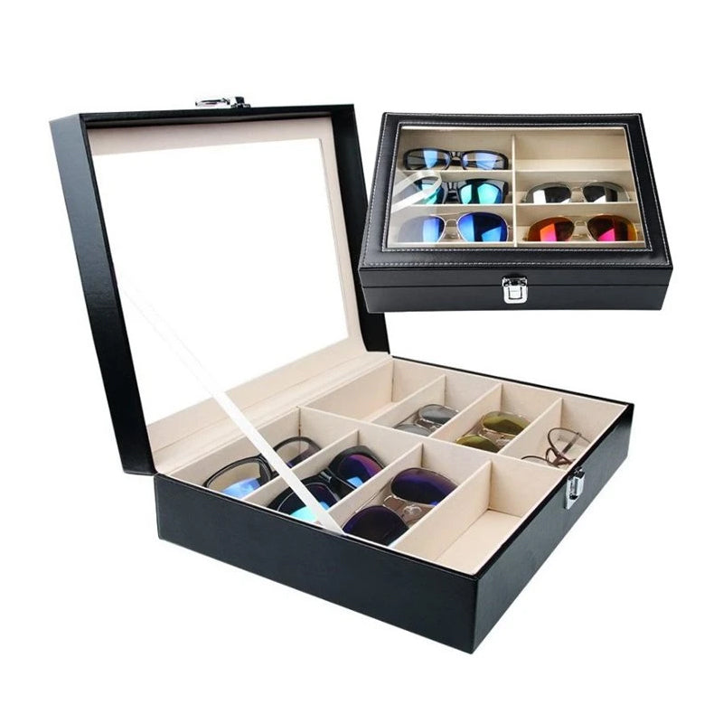 8 Slot Eyeglasses Collection Box Eyewear Jewelry Display Organizer