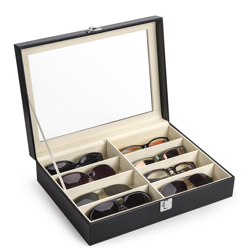 8 Slot Eyeglasses Collection Box Eyewear Jewelry Display Organizer