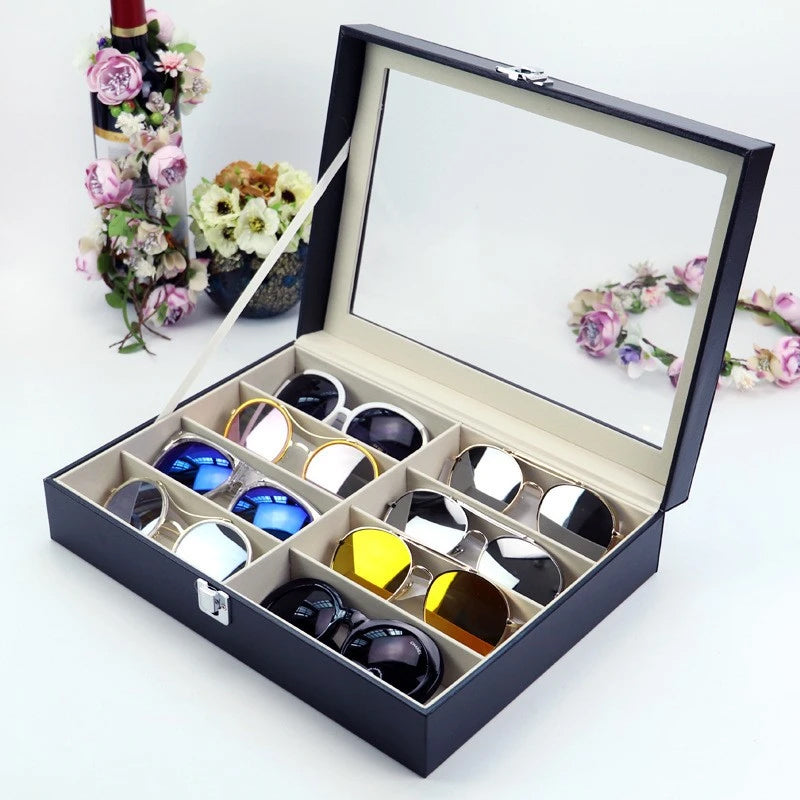 8 Slot Eyeglasses Collection Box Eyewear Jewelry Display Organizer