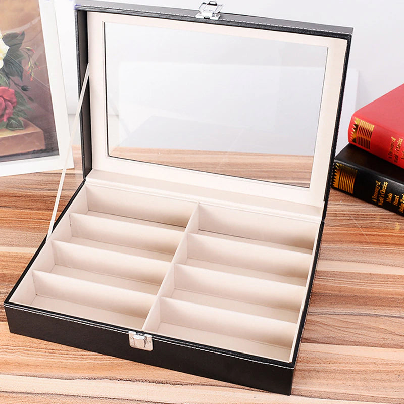 8 Slot Eyeglasses Collection Box Eyewear Jewelry Display Organizer
