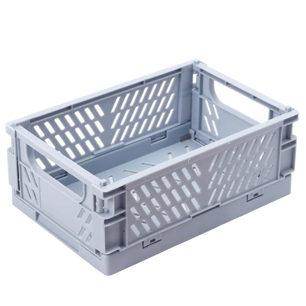 Pack of 3 Mini Folding Plastic Crates Storage Drawer Basket Organizers