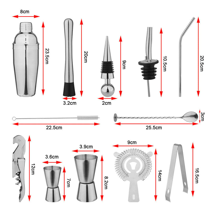 750ml 20Pcs Stainless Steel Cocktail Shaker Set  Premium Bartending Kit