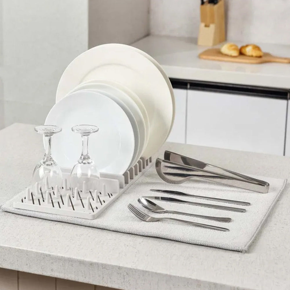 Multifunctional Foldable Dish Drying Rack with Non-Slip Double Sided Pad