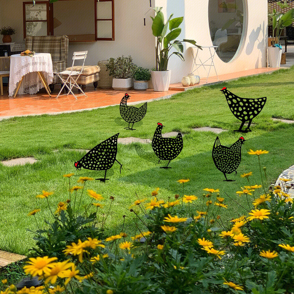 5X Garden Ornaments Chicken Yard Art Garden Backyard Lawn Decor